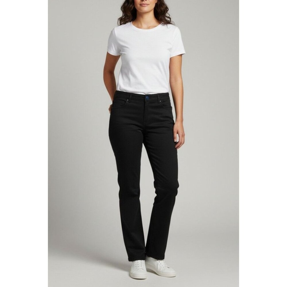 Lacoste Black Womens Straight-Leg Pants Size 8 Cotton Blend